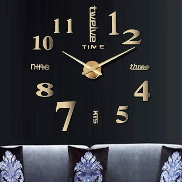 Modern Acrylic Wall Clock Digital Brushed Steel